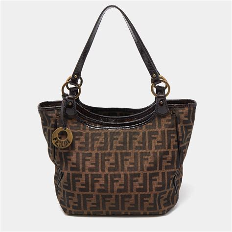 fendi flip tote black|fendi zucca shopper tote.